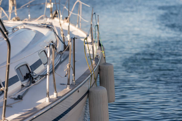 istock Yacht side with mooring fenders 1321038237