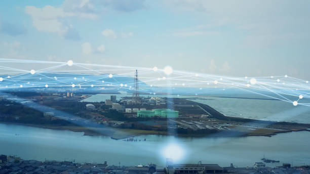 istock Industrial technology concept. Communication network. INDUSTRY 4.0. Factory automation. 1321046845