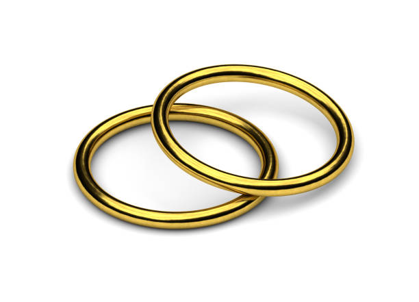 istock Golden rings isolated on white 1321047572