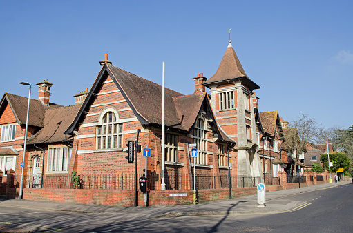 Former Police Station, police houses, courtroom and later probation office in the centre of Wokingham, Berkshire.  Desgined in 1904 by Joseph Morris, surveyor to Berkshire County Council.