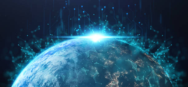 istock futuristic technology concept, happy new day in earth on planet background with connection of comunitity technology , high growth of tech around world  Elements of this image furnished by NASA 1321058208