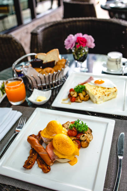 istock Full American Breakfast Huge healthy breakfast spread on a table with coffee Breakfast served with coffee English breakfast fried egg 1321066485
