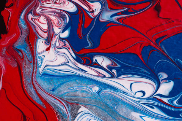 istock Abstract painting modern background. Red, black, blue shiny fluid art. 1321072303
