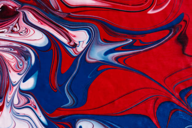 istock Abstract painting modern background. Red, black, blue shiny fluid art. 1321073275