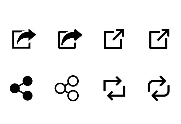 значок веб стрелка (кнопка, чтобы открыть новую �страницу и ссылку и поделиться в интернете) - sharing stock illustrations