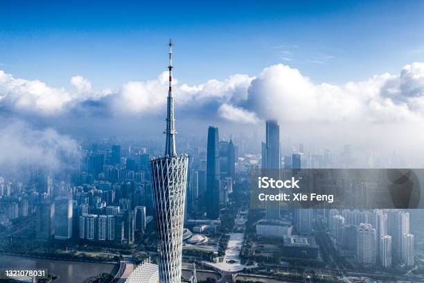 City Skyline Of Guangzhou China Stock Photo - Download Image Now - Canton Tower, Business, Guangdong Province
