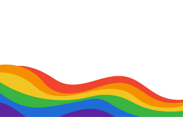 illustrations, cliparts, dessins animés et icônes de drapeau à vagues plates arc-en-ciel lgbt flottant de lesbiennes, gays et bisexuels cadre coloré fond vectoriel - frontière illustrations