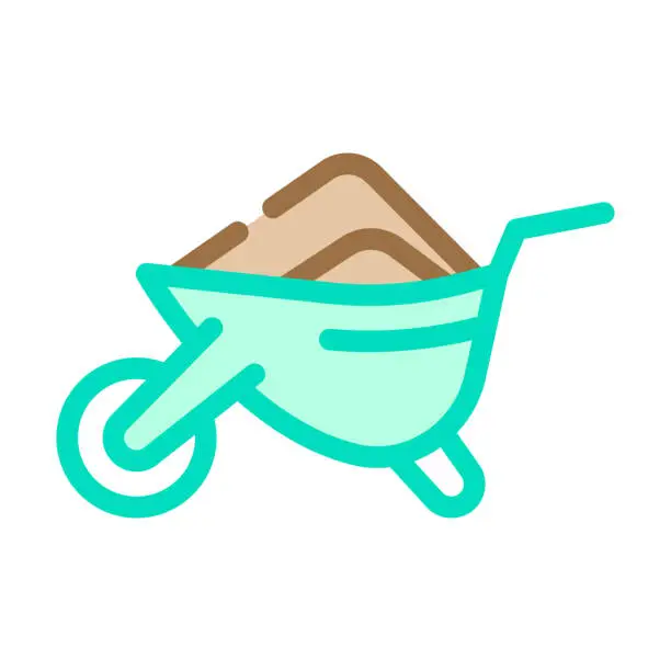 Vector illustration of wheelbarrow with compost color icon vector illustration