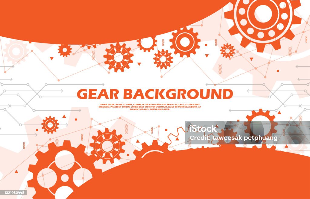 Abstract Vector Gear Abstract Gear Wheel Pattern On Orange Technology Background Ep11 Stock ...