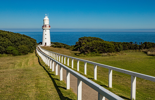 The Cape Otway Lightstation in sunny days. Located in the Great Otway National park on the Great Ocean road