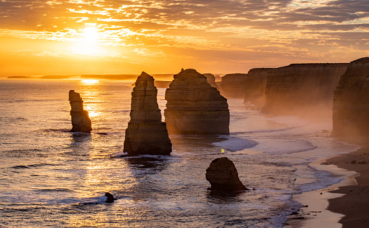 The famous twelve Apostles taken during the golden hour of the sunset