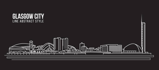 illustrations, cliparts, dessins animés et icônes de cityscape building line art vector illustration design - glasgow city - glasgow tower