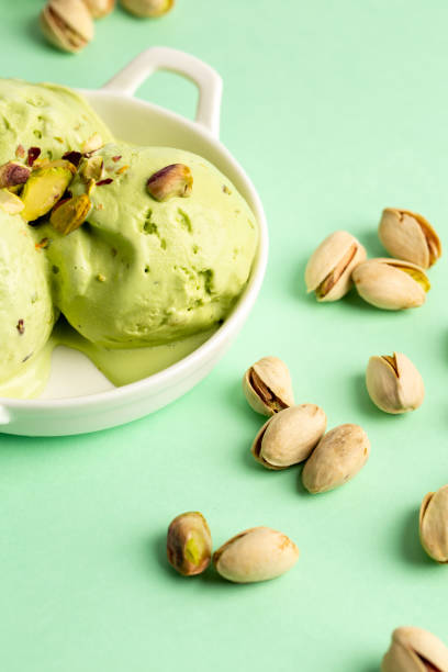istock Pistachio ice-cream close up in studio 1321091399