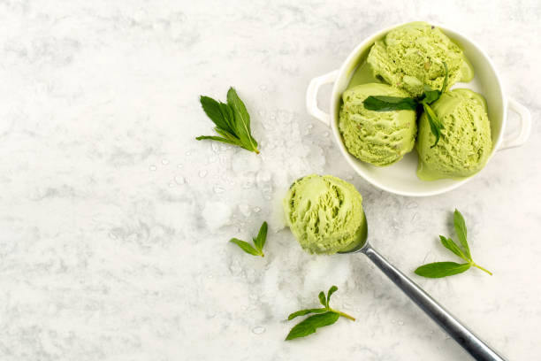 istock Pistachio ice-cream close up in studio 1321091595