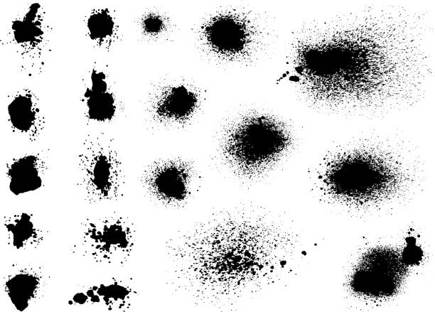 kolekcja materiałów graficznych rysowana sprayem - splattered stock illustrations