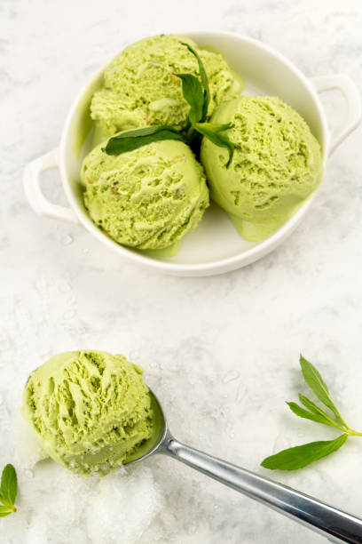 istock Pistachio ice-cream close up in studio 1321091680