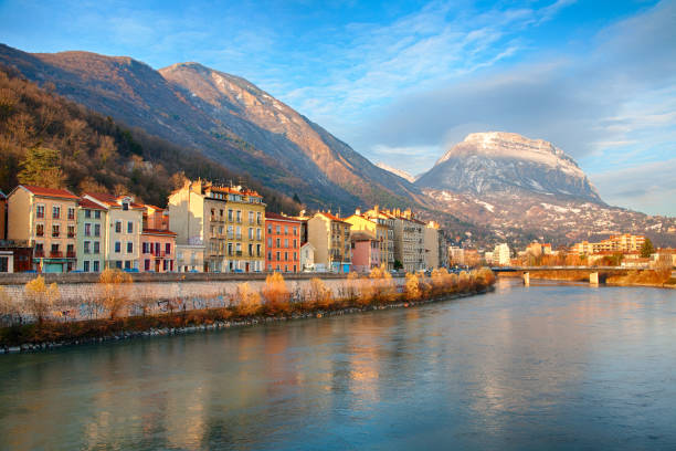 Grenoble in winter, Haute-Savoie, France stock photo