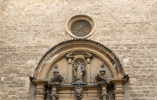 Main facade of the Church of Santa Catalina de Siena in the historic center of Palma de Mallorca