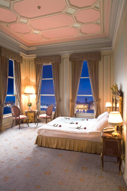 istock Hotel room with a beautiful panoramic view 1321095544