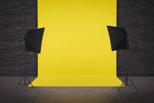 istock Photo studio room with yellow background 1321096128