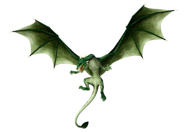 istock 3D illustration fantasy dragon on white 1321096134