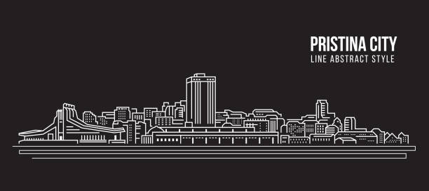 Cityscape Building Line art Vector Illustration design - Pristina city Cityscape Building Line art Vector Illustration design - Pristina city pristina stock illustrations