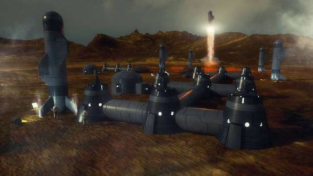 istock 3d render. Colony of humans on a planet 1321098357