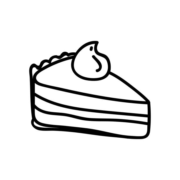 ilustrações de stock, clip art, desenhos animados e ícones de a piece of pumpkin pie. vector illustration in doodle style. isolate on a white background. - pie baked food pumpkin pie