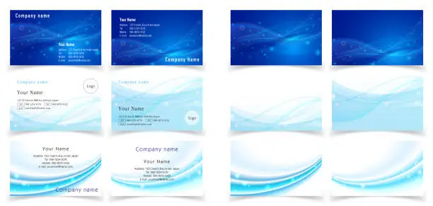 Vector illustration of Blue Abstract Design Business Card Set