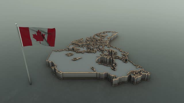 Canada Map and flag Background 4K