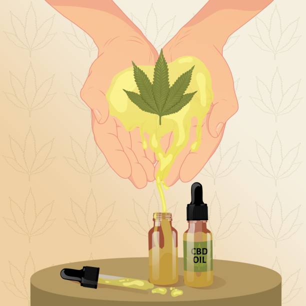 cbdオイルの創造 - herbal medicine recovery herb human hand点のイラスト素材／クリップアート素材／マンガ素材／アイコン素材