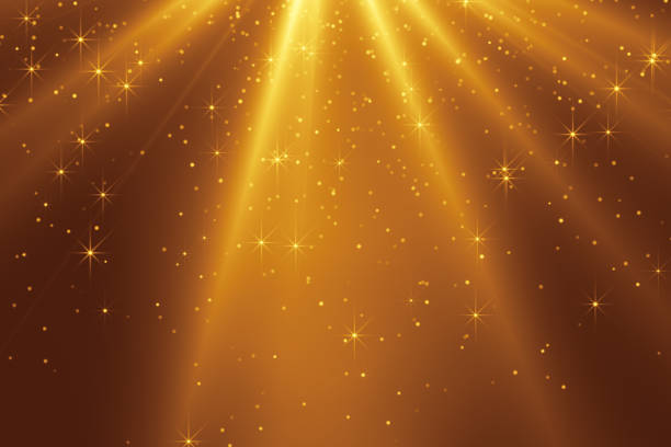 istock Golden stars and light streaks Christmas background 1321118800
