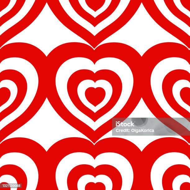 Red Heart Repeating Abstract Patterns Heart Shape Seamless Pattern Red White Background Geometric Repeating ...