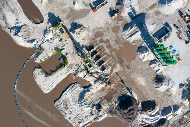 istock Aerial view of crushed stone quarry machine 1321120190