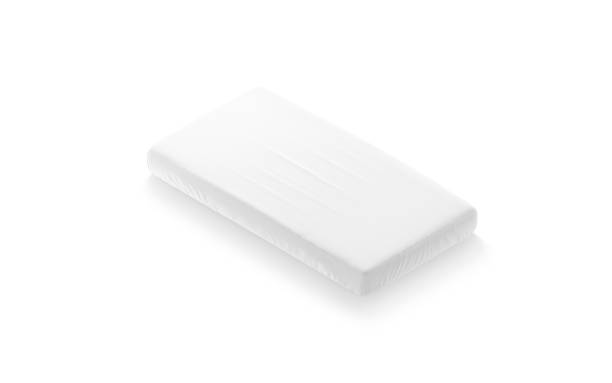 mockup folha de retângulo branco em branco, vista lateral - mattress bed cushion isolated - fotografias e filmes do acervo