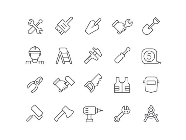 ilustrações de stock, clip art, desenhos animados e ícones de work tools icons - drawing compass caliper computer icon work tool