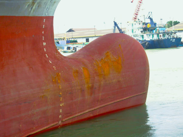 Side view of ship's bulbous bow