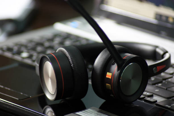 istock Headphones headset as an icon for home office 1321123204