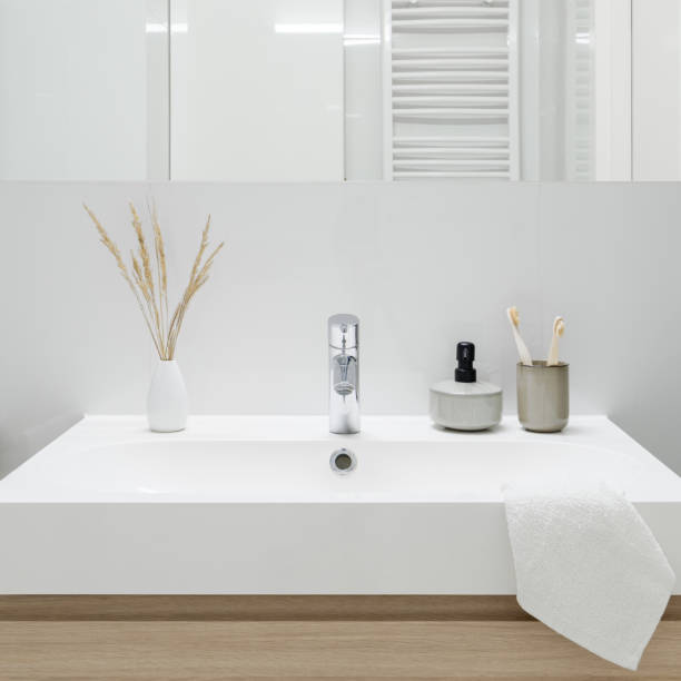 istock Classic bathroom washbasin with decorations, close-up 1321123277