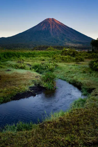 the river flow from Mount Semeru which is one of the active volcanoes in indonesia