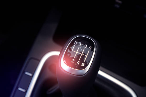 istock Manual transmission gear shift of a modern vehicle. 1321132517
