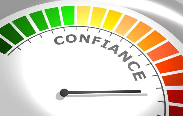 istock Trust level meter. Business and financial concept. 3D illustration 1321135275