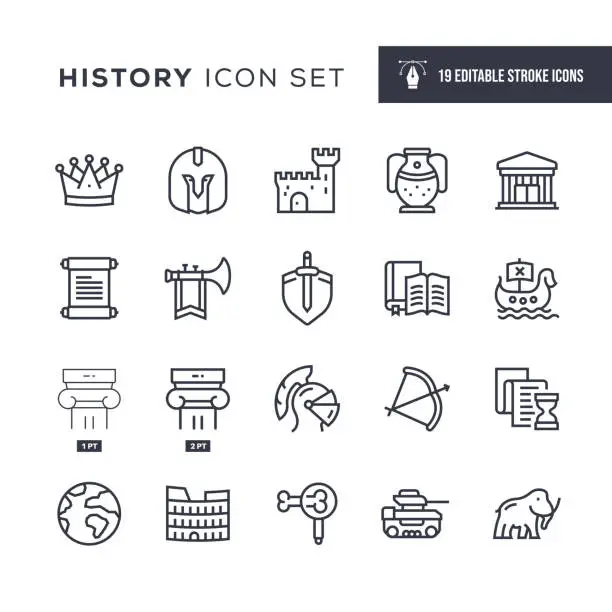 Vector illustration of History Editable Stroke Line Icons