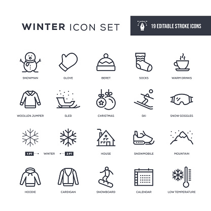 19 Winter Icons - Editable Stroke - Easy to edit and customize - You can easily customize the stroke with