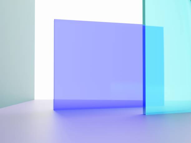 istock 3D Rendering Studio Shot Vibrant or Neon Violet and Turquoise Transparent Acrylic Board Overlapping Background for Fashion, Cosmetics and Trendy Products. 1321138978