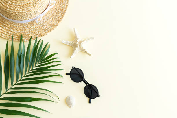 istock Beach accessories flat lay and summer background 1321139782