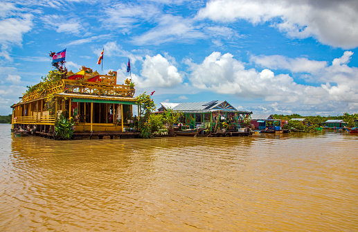 Important and beautiful Temple at Tonle Sap Village Lake Siem Reap Area Cambodia