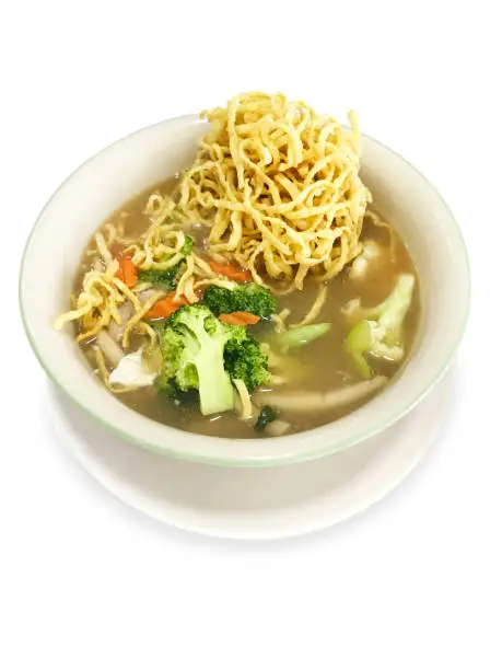 Photo of Top view or Noodles with Pork in Gravy Sauce, Thai Kitchen