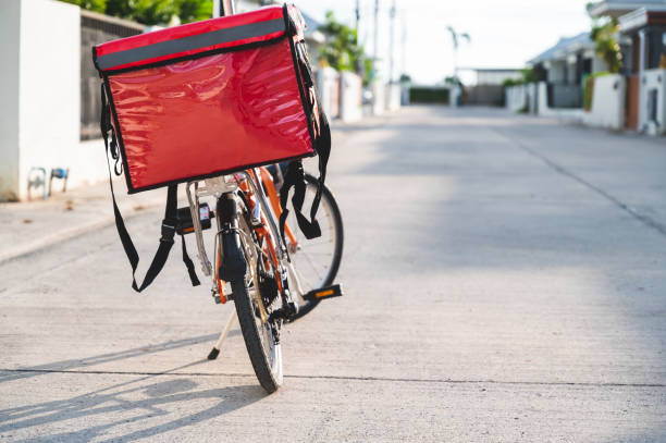 istock A red bag placed on a bicycle preparing to deliver parcels to customers