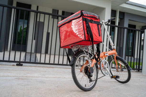 istock A red bag placed on a bicycle preparing to deliver parcels to customers
